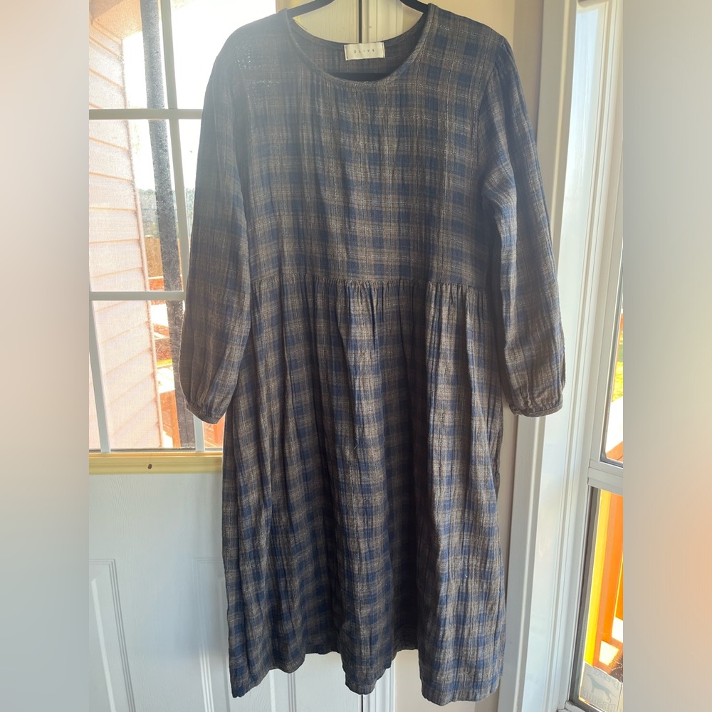 Olive clothing plaid flannel dress